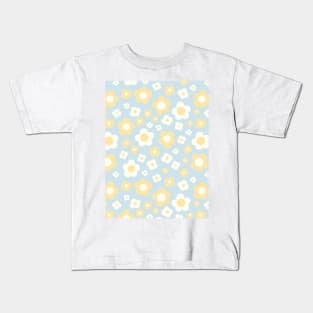 pastel blue groovy retro y2k 2000s big pastel flower power 1960s 60s 70s danish aesthetics coconut girl ditsy daisies Kids T-Shirt